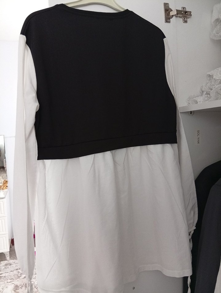 Gri Beyaz Salaş Hamile Bluzu - Görsel 2