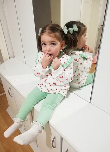 1 Yaş Beden turkuaz Renk Çiçekli ribana