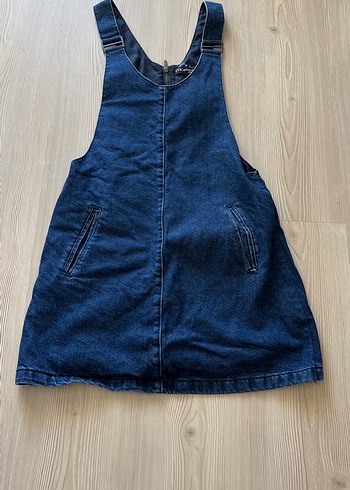 Lacivert Kot Midi Kısa Salopet - Görsel 2