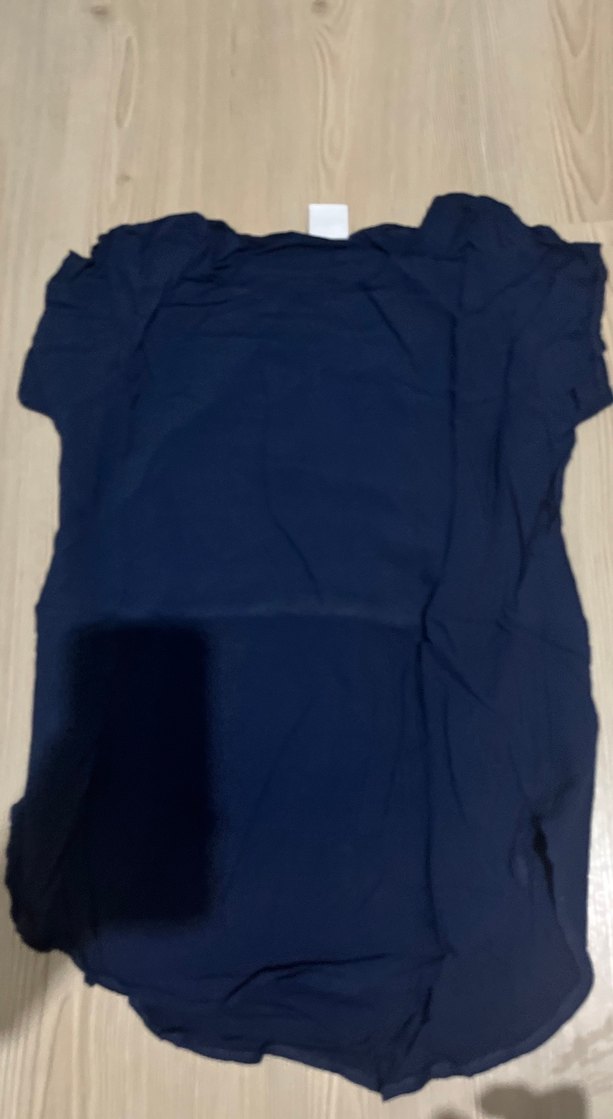 Kadın Lacivert Keten Kısa Kollu Tişört - Görsel 3