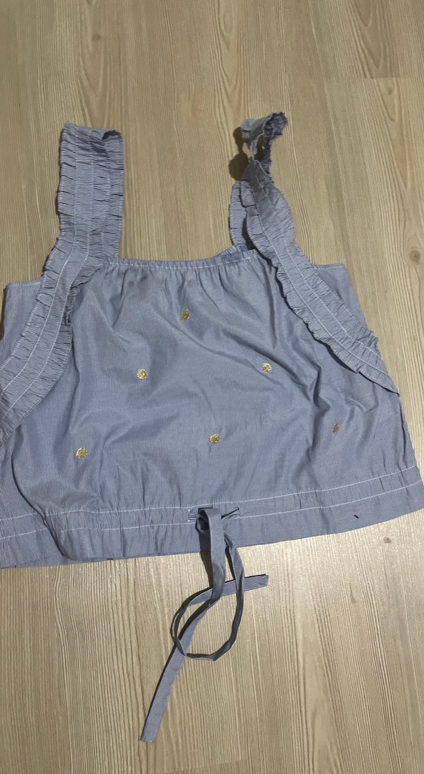 Kız Çocuk Gri Nakışlı Denim Bluz - Görsel 3