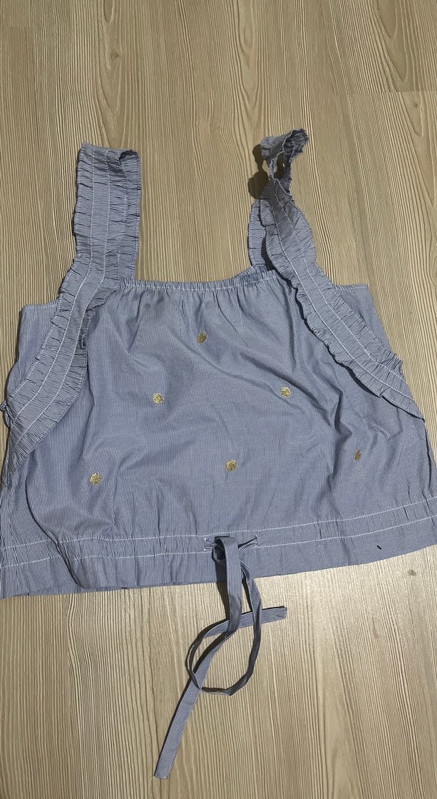 Kız Çocuk Gri Nakışlı Denim Bluz - Görsel 2