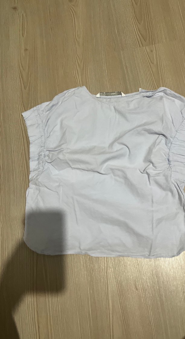 Kadın Beyaz Keten Kısa Kollu Bluz - Görsel 3