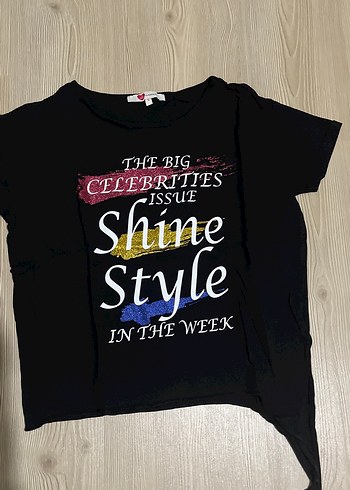 Siyah Parlak Baskılı Hamile Tişörtü - Görsel 2