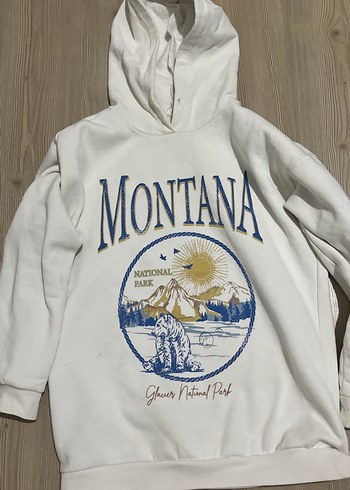 Beyaz Baskılı Kadın Kapüşonlu Sweatshirt - Görsel 2