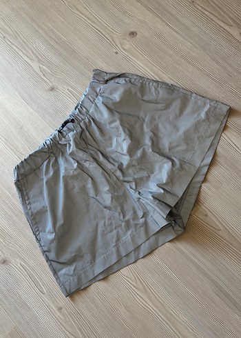 Gri Mini Keten Şort - Görsel 3