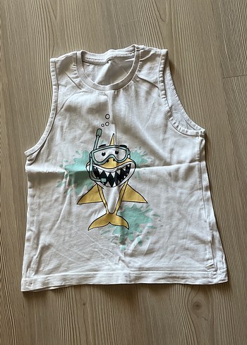 Erkek Çocuk Beyaz Baskılı Kolsuz Tişört - Görsel 2