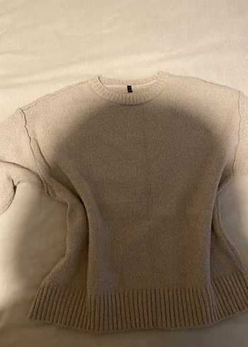 Bej Kadın Basic Yün Triko Kazak - Görsel 3