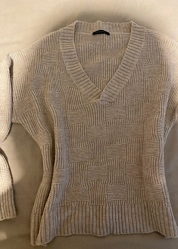 V Yaka Örgü Kadın Kazak - Görsel 3