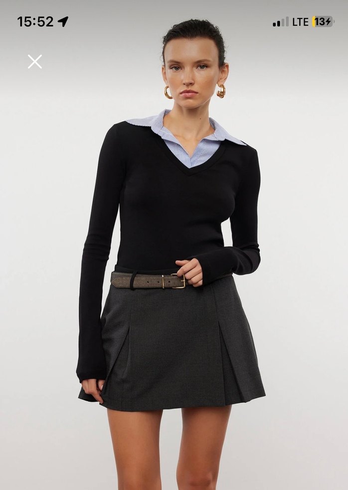 Gömlek yaka siyah bluz - Görsel 3