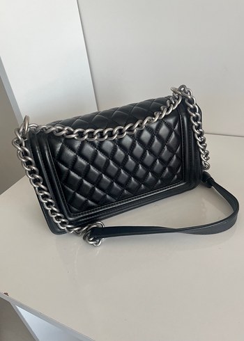 Beden Chanel Zincir Detaylı Siyah Deri Kadın Çanta