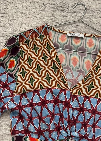 Bohem Çok Renkli Bağlama Detaylı Kadın Bluz - Görsel 2