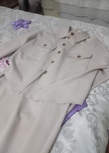 Bej Düğmeli Uzun Kollu Kadın Takım - Görsel 5