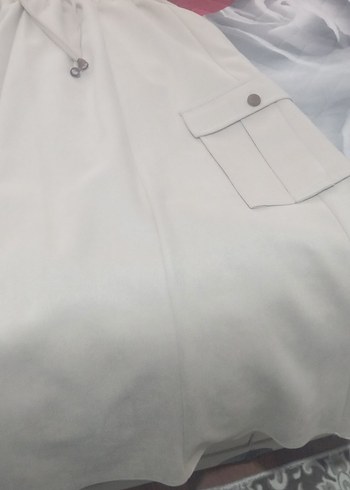 Düğmeli Bej Uzun Kadın Etek - Görsel 3