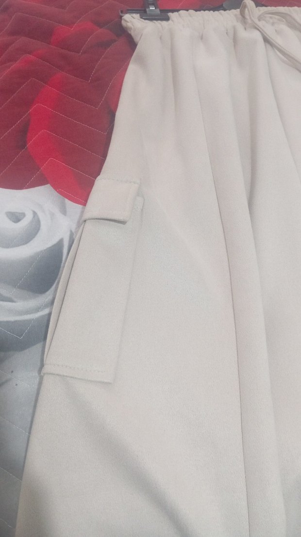 Düğmeli Bej Uzun Kadın Etek - Görsel 5