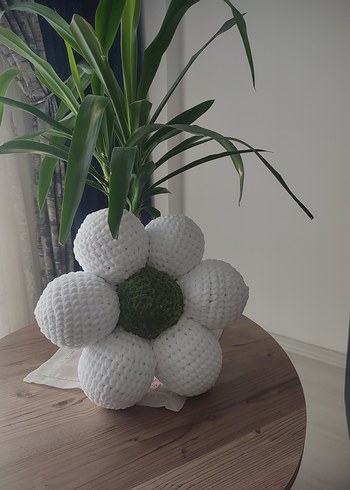 Diğer Beyaz Çiçek Desenli Dekoratif Yastık