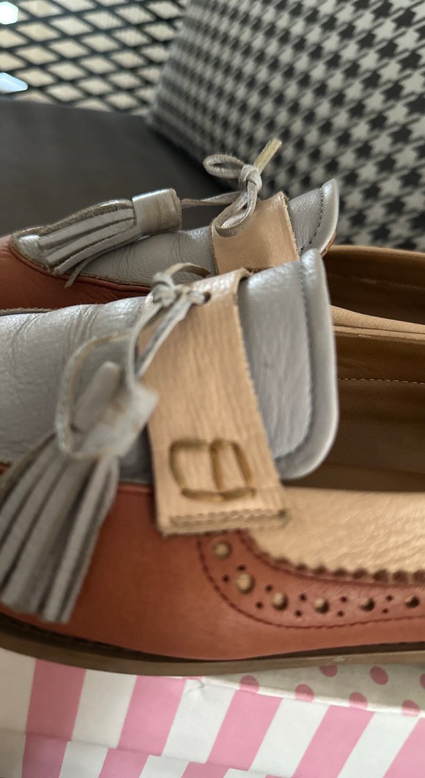 Bej Deri Yılan Desenli Tokalı Kadın Oxford Ayakkabı - Görsel 4