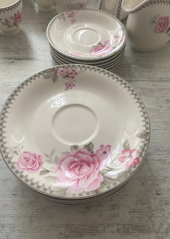 Gül Desenli Beyaz Porselen Yemek Takımı - Görsel 7