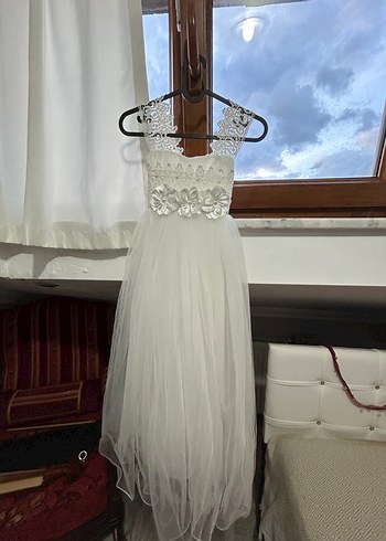 Diğer Dantel Askılı Midi Beyaz Mini Gelinlik