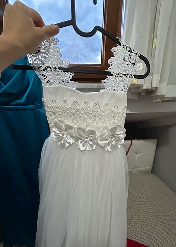 Dantel Askılı Midi Beyaz Mini Gelinlik