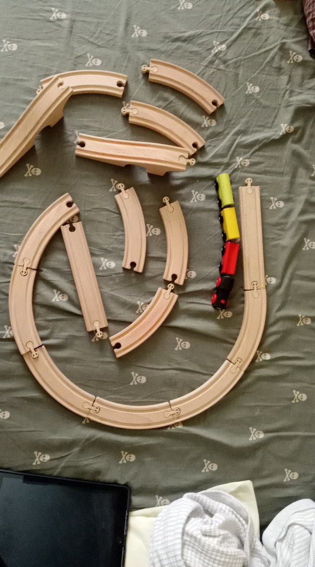 Gri Ahşap Oyuncak Tren Seti - Görsel 3