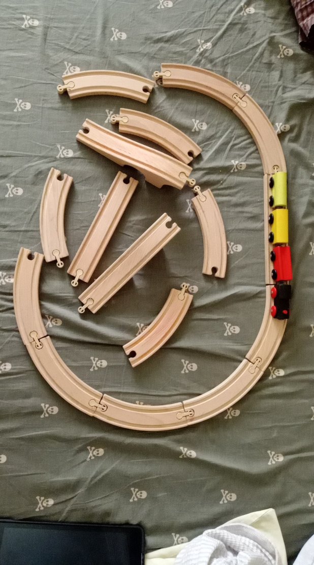 Gri Ahşap Oyuncak Tren Seti - Görsel 2