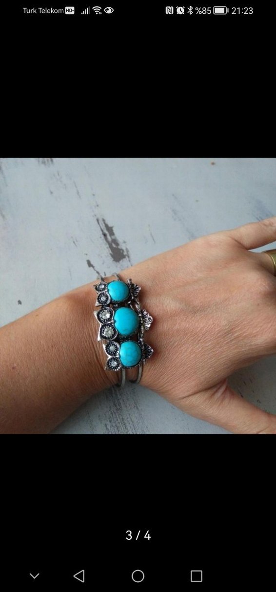 Turkuaz Renkli Bohem Baykuş Bileklik - Görsel 3