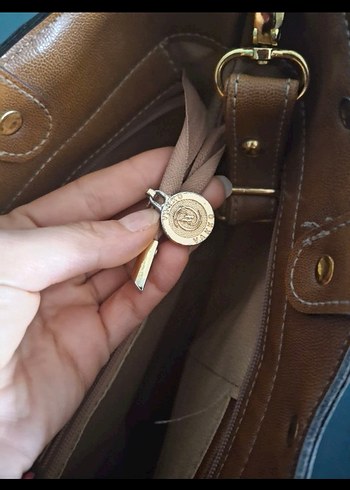 VAKKO Kahverengi Tokalı Bej Deri Kadın Çanta - Görsel 6