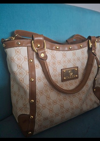 VAKKO Kahverengi Tokalı Bej Deri Kadın Çanta - Görsel 3