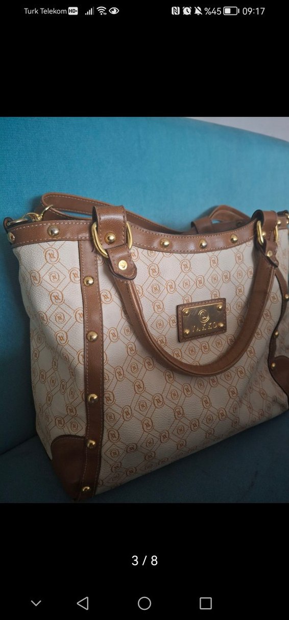 VAKKO Kahverengi Tokalı Bej Deri Kadın Çanta - Görsel 3