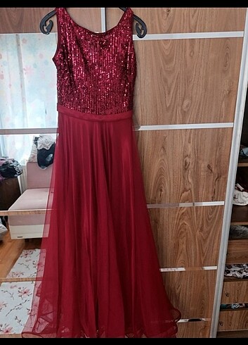 Bordo abiye elbise 