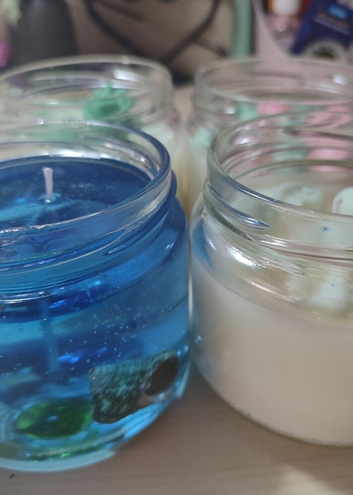 Yüzde yüz Hindistan cevizi mumu ve jel mum kaktüs, deniz kabuğu, - Görsel 2