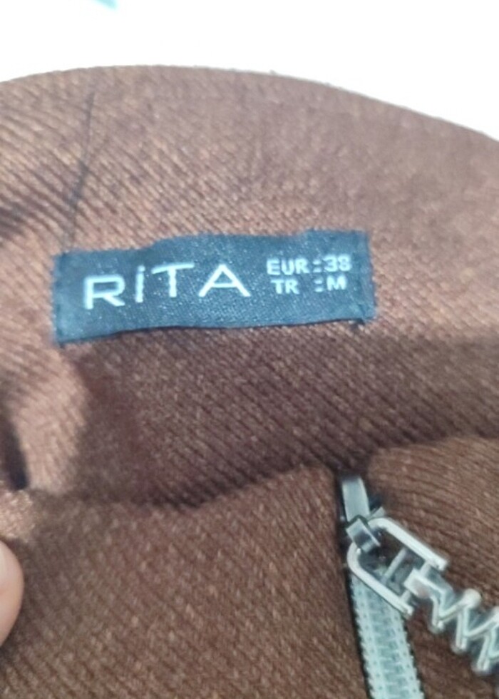 Kahverengi salopet elbise - Görsel 5