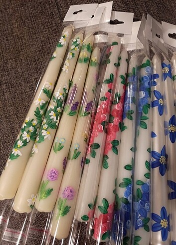 14 adet çiçekli şamdan mum