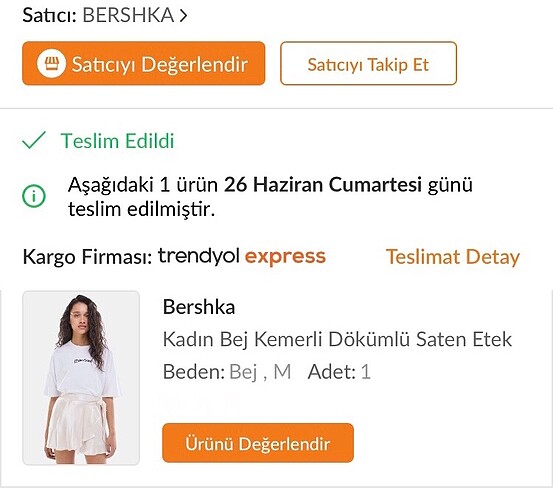 Bershka Bershka Saten Krem Etek