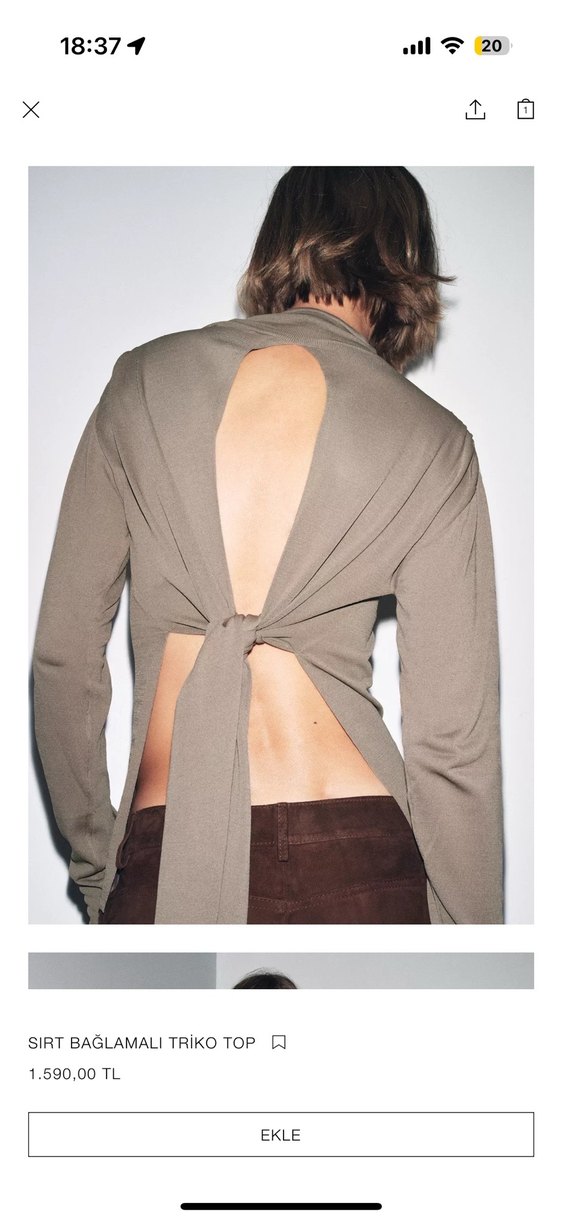 Zara Sırt Bağlamalı Triko Top - Görsel 3