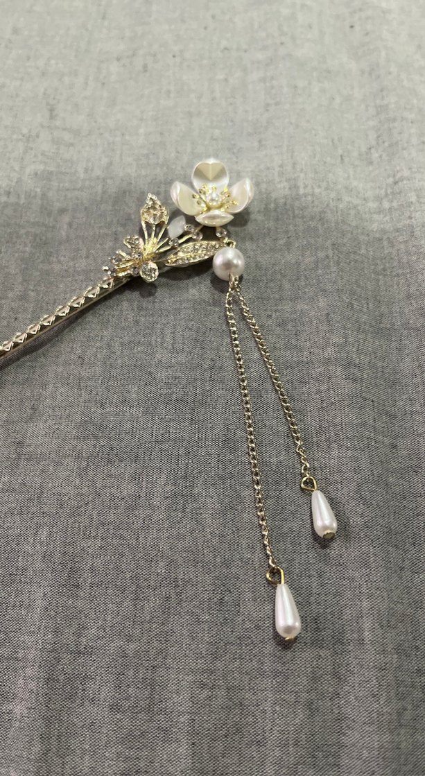 İnci ve Püsküllü Vintage Saç Tokası - Görsel 3