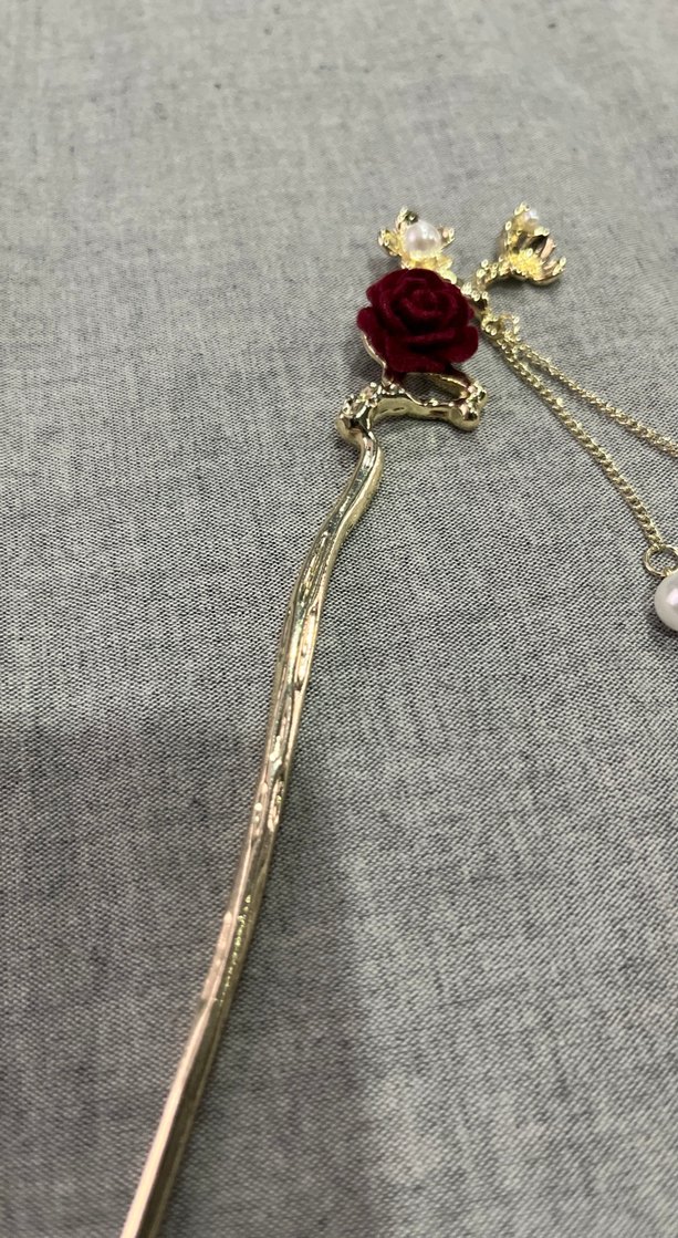 Bordo Püsküllü Vintage Saç Tokası - Görsel 4