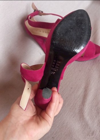 Zara Pembe Süet Topuklu Kadın Ayakkabı