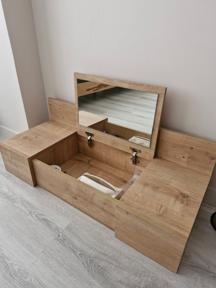 Bej Ahşap Mahyaj Masası/Dresuar - Görsel 2