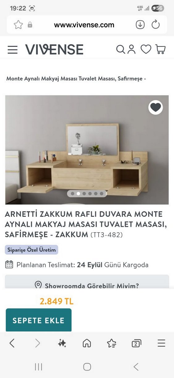 Bej Ahşap Mahyaj Masası/Dresuar - Görsel 4