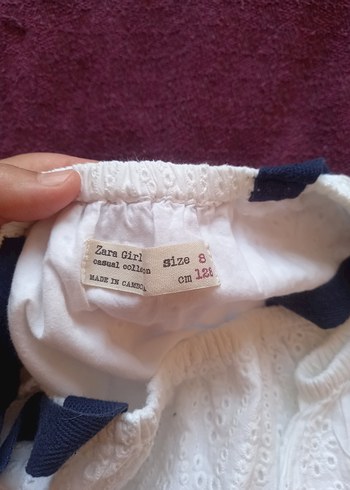 8 Yaş Beden beyaz Renk Beyaz Nakışlı Straplez Kız Bluzu