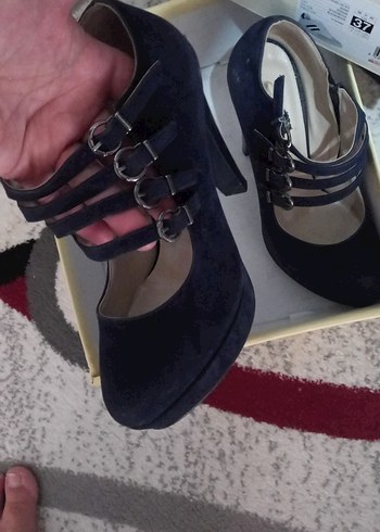 Mavi Platform Topuklu  süet Kadın Ayakkabı - Görsel 3