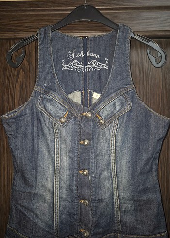 Kadın Lacivert Denim Şort Tulum - Görsel 3