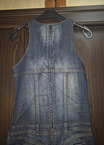 Kadın Lacivert Denim Şort Tulum - Görsel 4