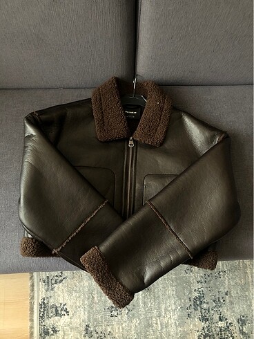 Pull and Bear Pull bear kahve deri biker ceket mont