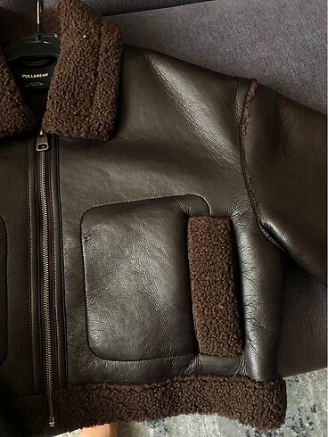 l Beden Pull bear kahve deri biker ceket mont