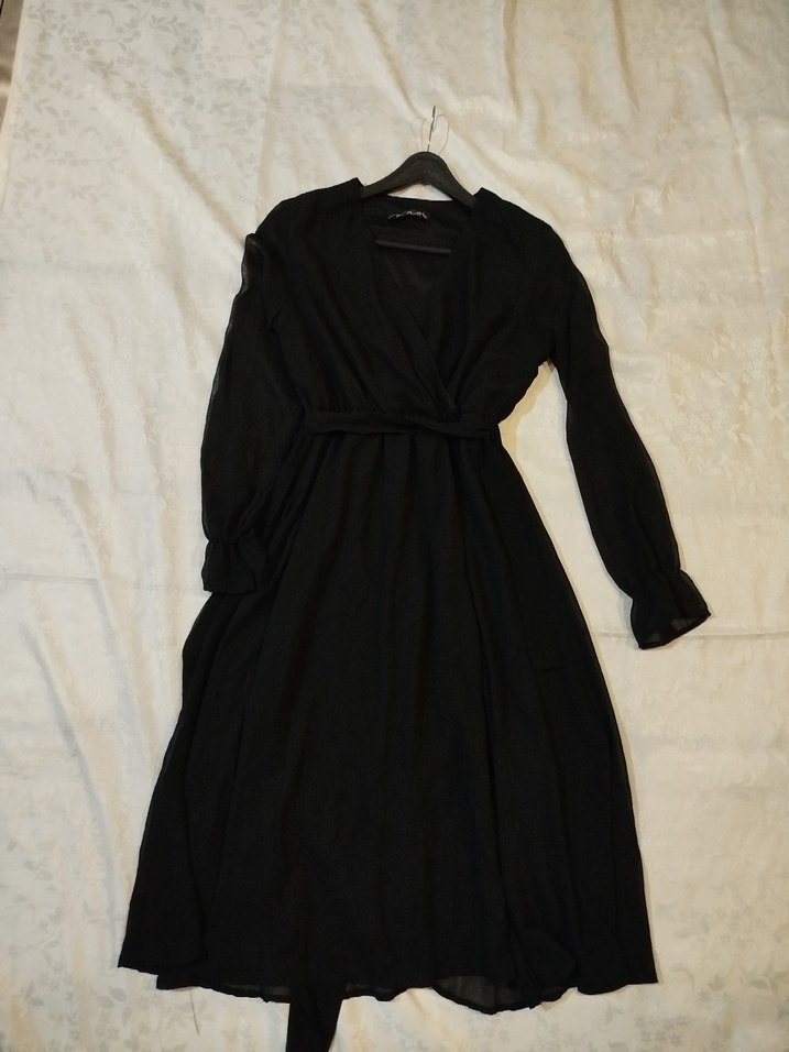 Drapeli Siyah Midi Hamile Eteği - Görsel 2