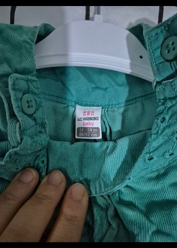 18-24 Ay Beden yeşil Renk Kız Çocuk Yeşil Salopet Tulum