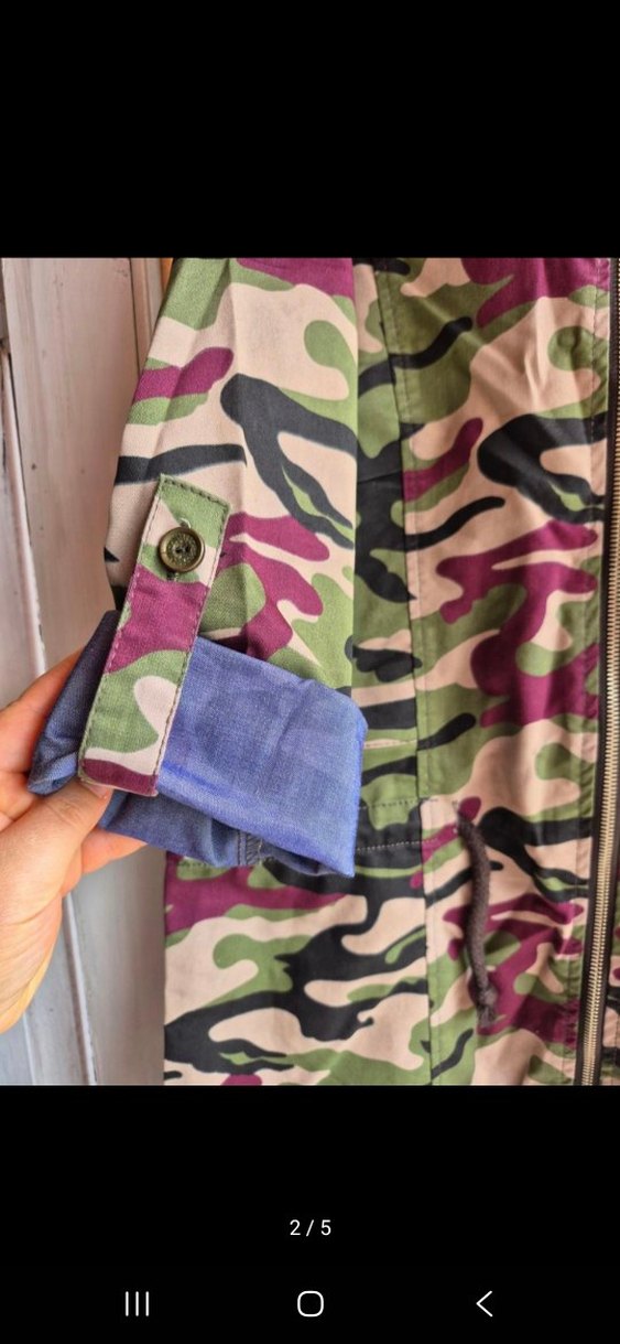 Kadın Kamuflaj Desenli Midi Parka - Görsel 2